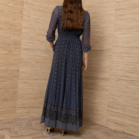 Young Ideas & Henmores -Blythe Geometric Print Dress -Navy -S