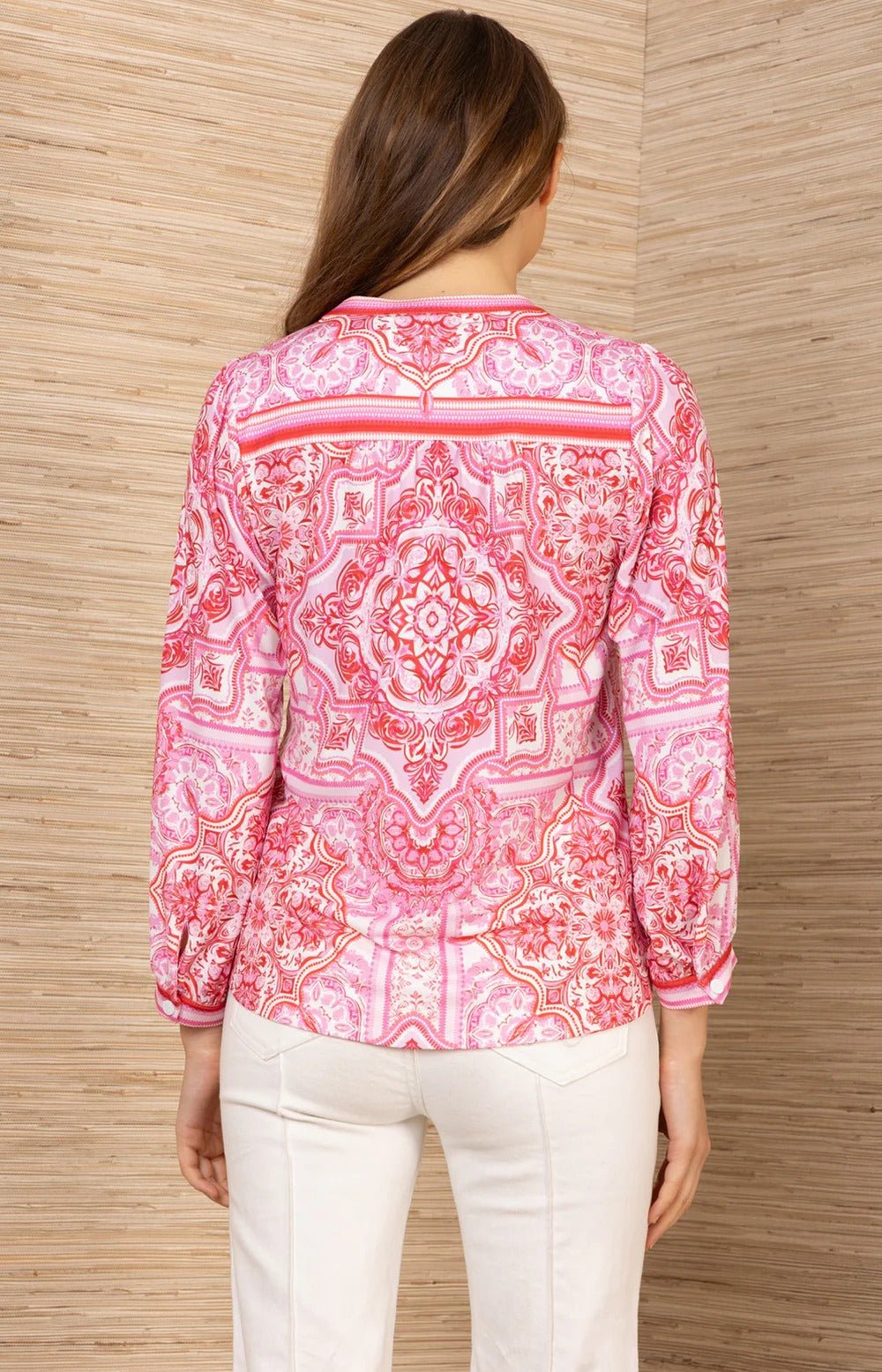 Young Ideas/Henmores - Callahan Geometric Jersey Top - Red/Pink - S