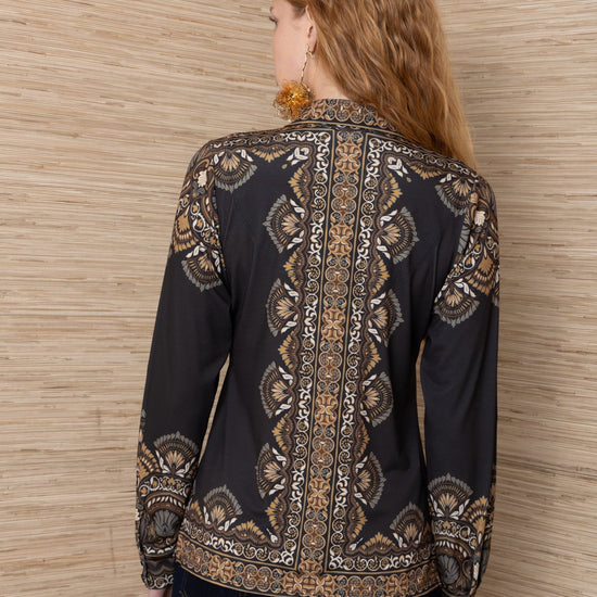 Young Ideas & Henmores -Carla Contrast Print Blouse -Black -S