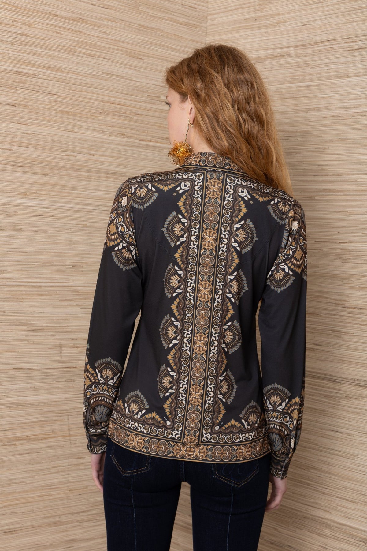 Young Ideas & Henmores -Carla Contrast Print Blouse -Black -S
