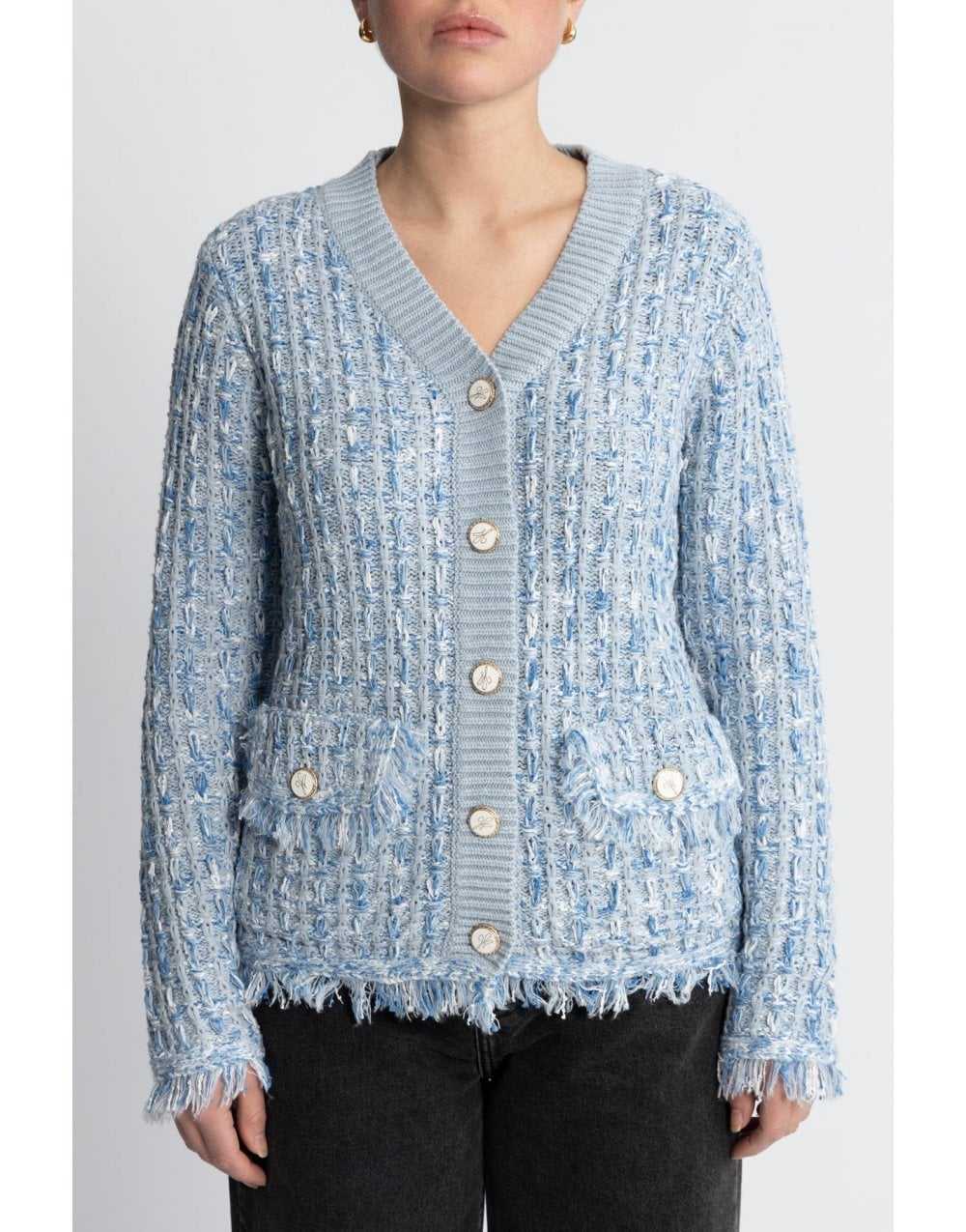 Young Ideas/Henmores - Dallas Double Pocket Knitted Cardigan - Blue - XS