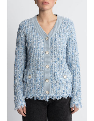 Young Ideas/Henmores - Dallas Double Pocket Knitted Cardigan - Blue - XS