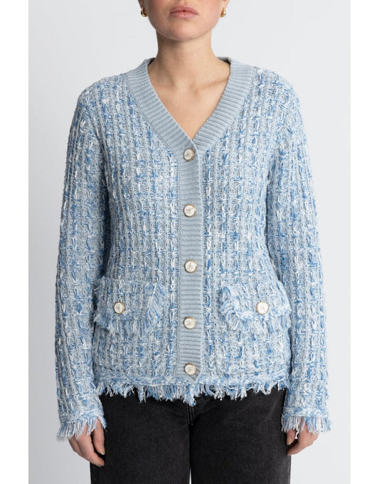 Young Ideas/Henmores - Dallas Double Pocket Knitted Cardigan - Blue - XS