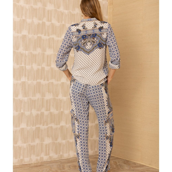 Young Ideas/Henmores - Kamari Paisley Patterned Long Sleeve Shirt - Blue - S