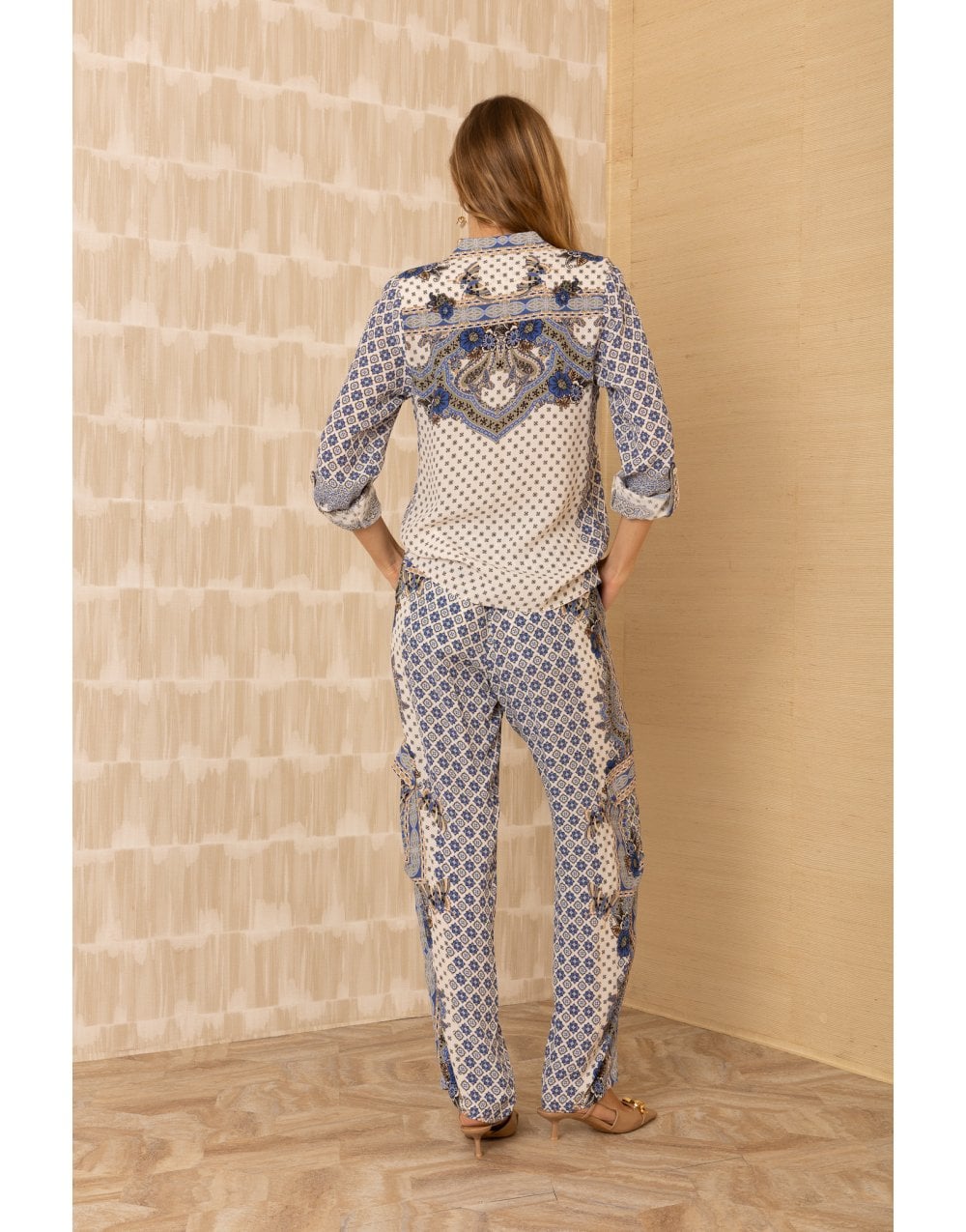 Young Ideas/Henmores - Kamari Paisley Patterned Long Sleeve Shirt - Blue - S