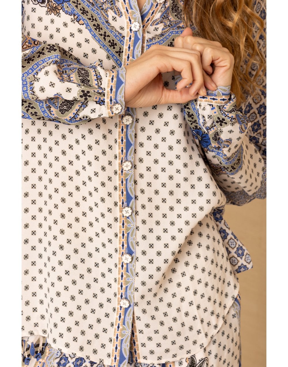 Young Ideas/Henmores - Kamari Paisley Patterned Long Sleeve Shirt - Blue - S