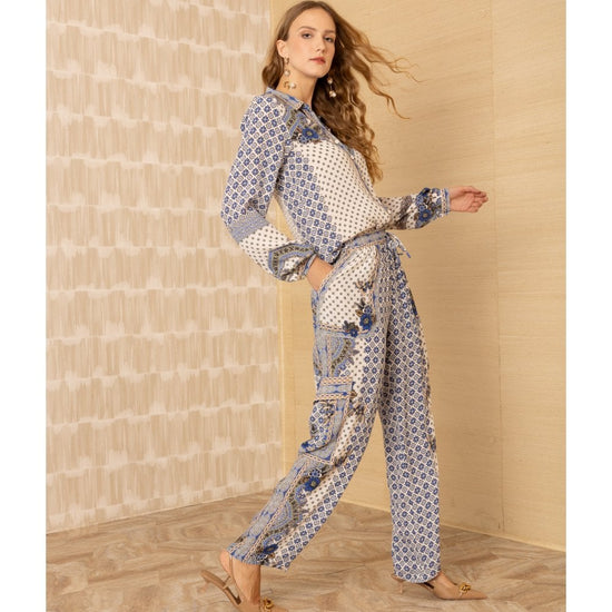 Young Ideas/Henmores - Kamari Paisley Patterned Long Sleeve Shirt - Blue - S