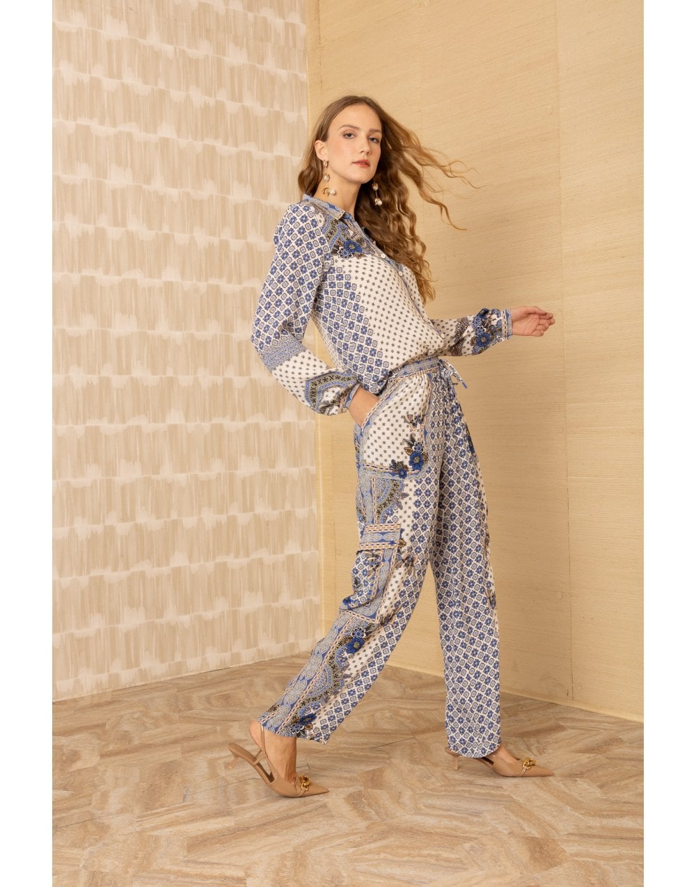 Young Ideas/Henmores - Kamari Paisley Patterned Long Sleeve Shirt - Blue - S