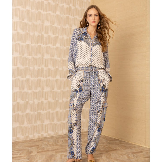 Young Ideas/Henmores - Kamari Paisley Patterned Long Sleeve Shirt - Blue - S