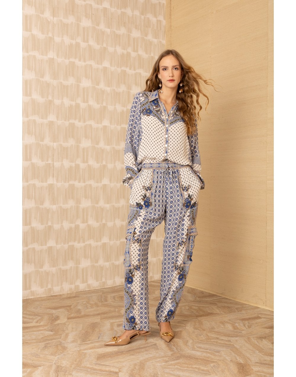 Young Ideas/Henmores - Kamari Paisley Patterned Long Sleeve Shirt - Blue - S