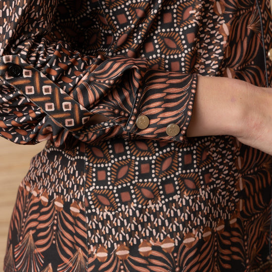 Young Ideas & Henmores -Keeley Geometric Print Blouse -Brown -S