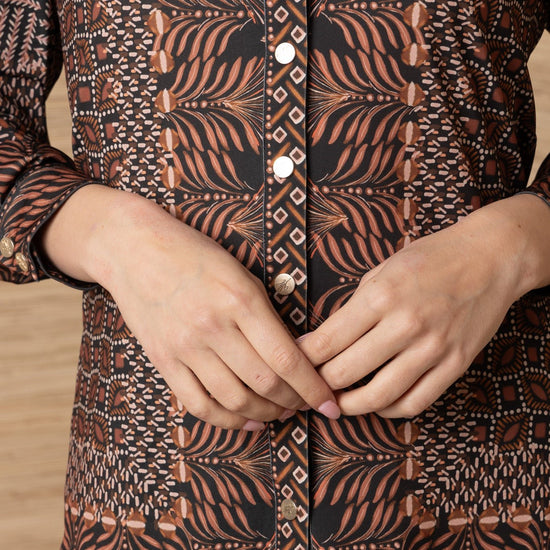 Young Ideas & Henmores -Keeley Geometric Print Blouse -Brown -S
