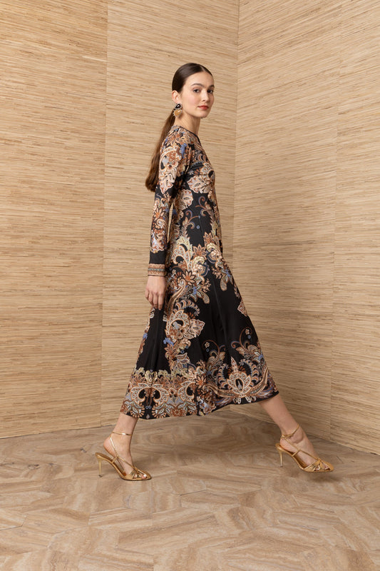 Young Ideas & Henmores -Love V Neck Midi Dress -Black -S