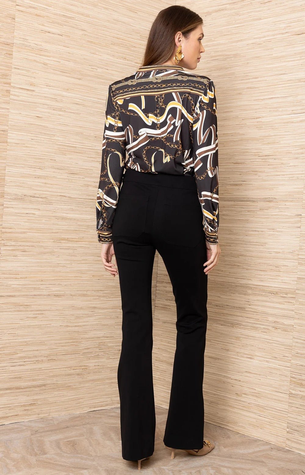 Young Ideas & Henmores -Marigold Snaffle Detail Bootcut Trousers -Black -S