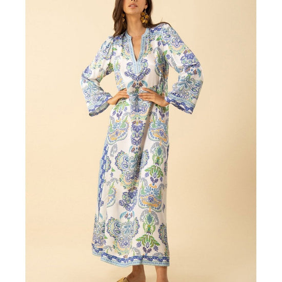 Young Ideas/Henmores - Sarlyah Paisley Side Split Tunic Dress - White Blue - S