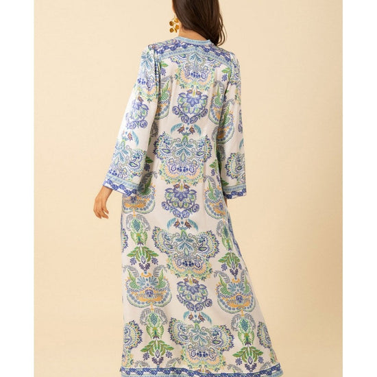 Young Ideas/Henmores - Sarlyah Paisley Side Split Tunic Dress - White Blue - S