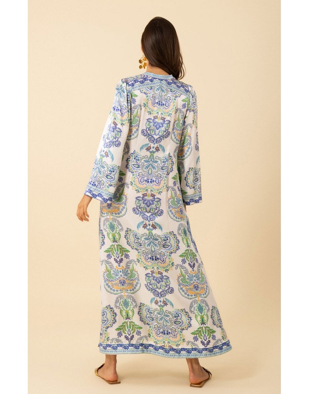 Young Ideas/Henmores - Sarlyah Paisley Side Split Tunic Dress - White Blue - S
