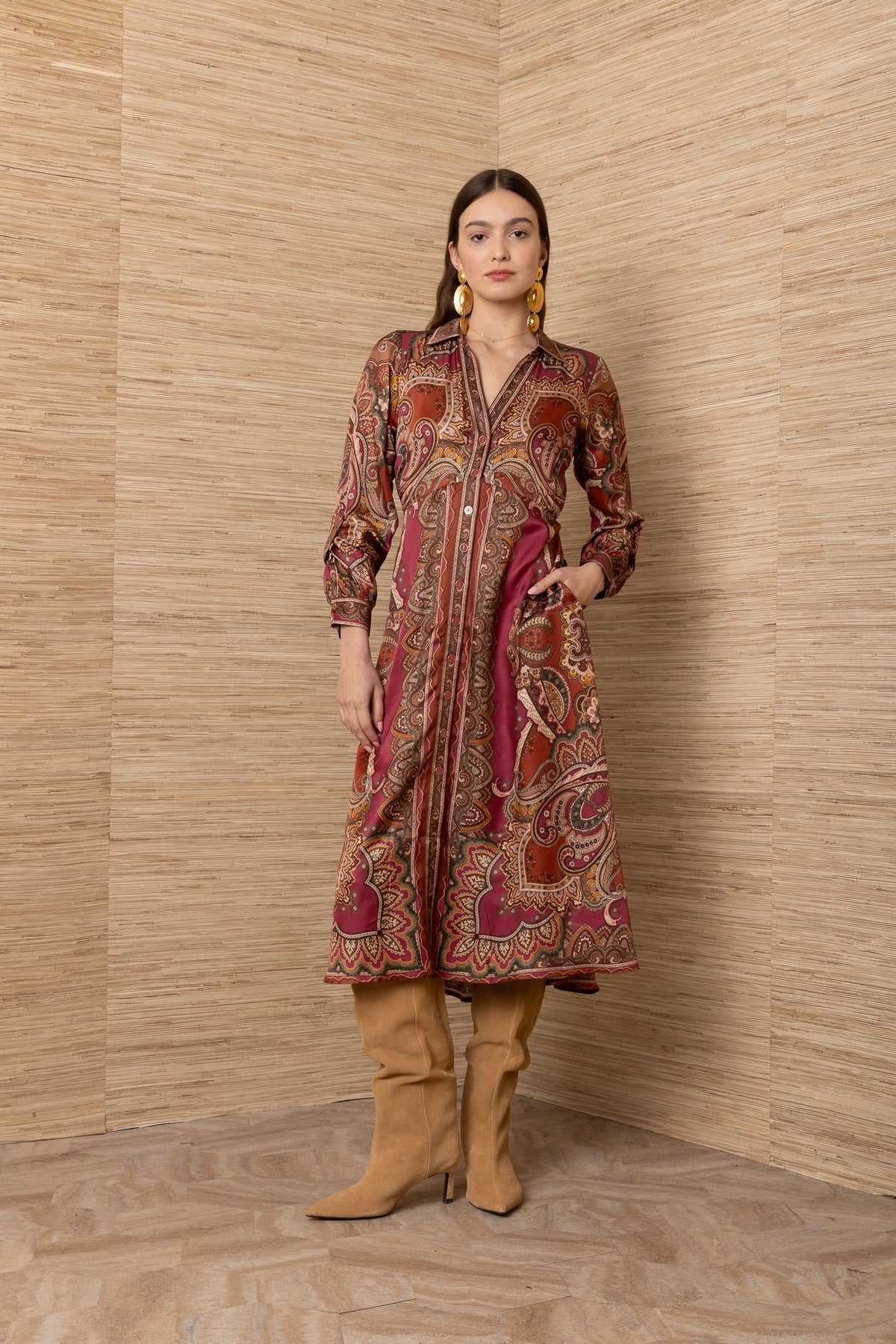 Young Ideas & Henmores -Sonali Button Down Dress -Pink -S