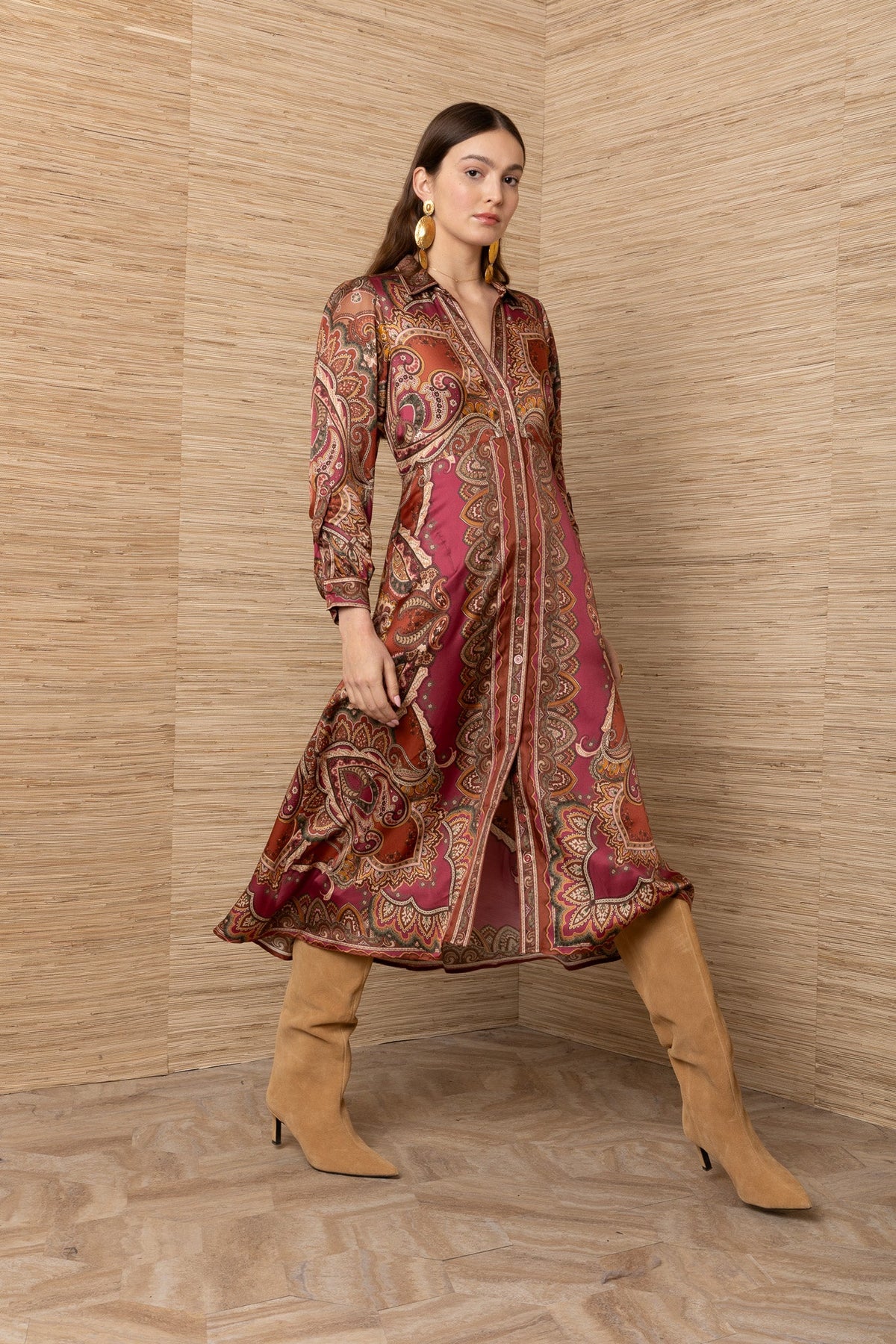 Young Ideas & Henmores -Sonali Button Down Dress -Pink -S
