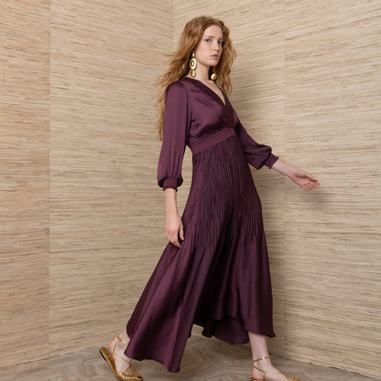 Young Ideas & Henmores -Yamileth Charmeuse Dress -Plum -S