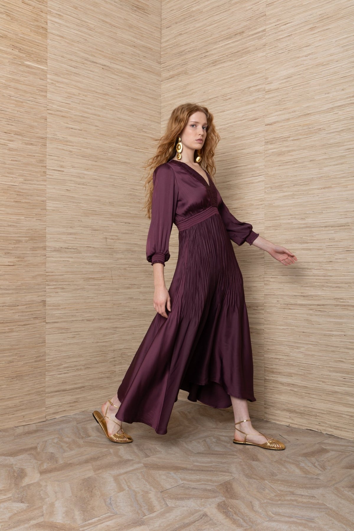 Young Ideas & Henmores -Yamileth Charmeuse Dress -Plum -S