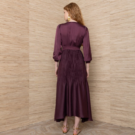 Young Ideas & Henmores -Yamileth Charmeuse Dress -Plum -S