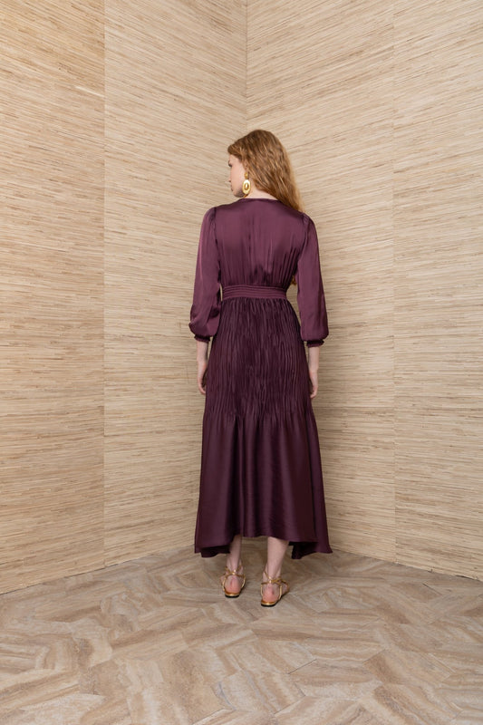 Young Ideas & Henmores -Yamileth Charmeuse Dress -Plum -S