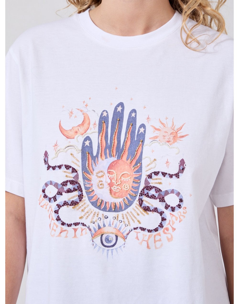 Young Ideas/Henmores - Written In The Stars Beaded T-Shirt - Black - XS