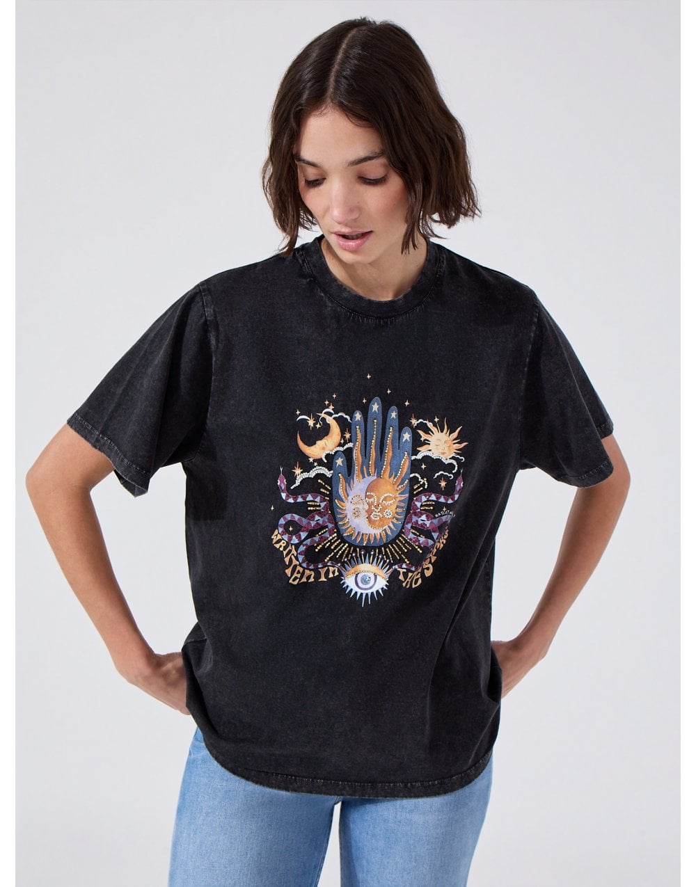 Young Ideas/Henmores - Written In The Stars Beaded T-Shirt - Black - XS