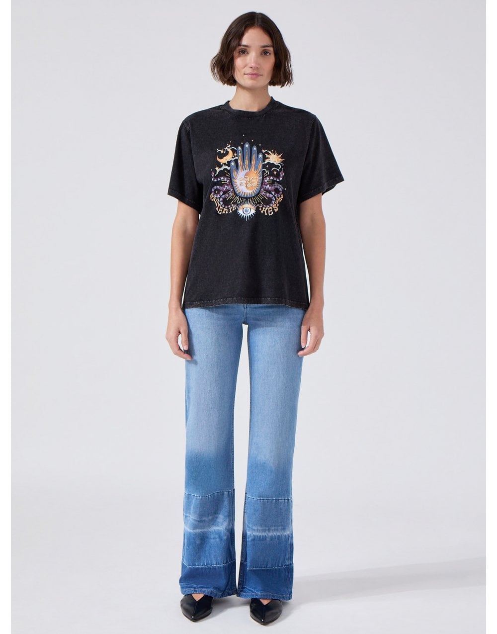 Young Ideas/Henmores - Written In The Stars Beaded T-Shirt - Black - XS