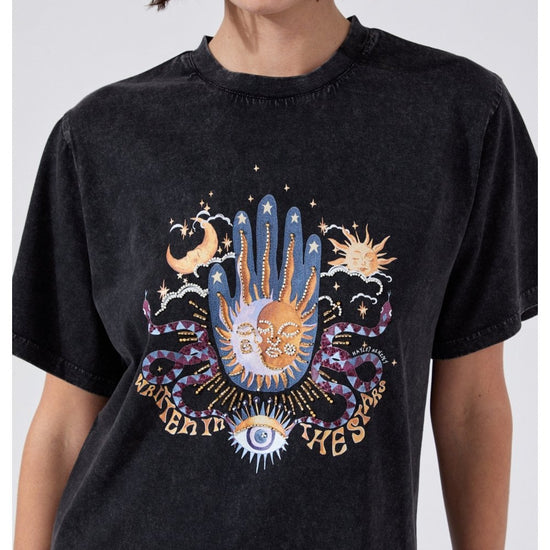 Young Ideas/Henmores - Written In The Stars Beaded T-Shirt - Black - XS