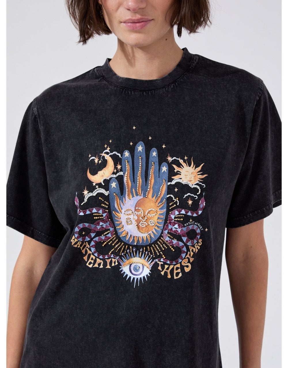 Young Ideas/Henmores - Written In The Stars Beaded T-Shirt - Black - XS