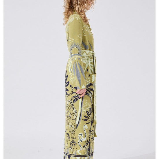 Young Ideas/Henmores - Written In The Stars Dex Jacquard Duster - Green - S