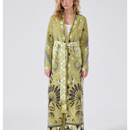 Young Ideas/Henmores - Written In The Stars Dex Jacquard Duster - Green - S