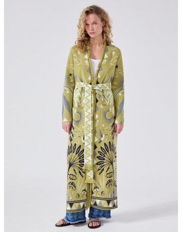 Young Ideas/Henmores - Written In The Stars Dex Jacquard Duster - Green - S