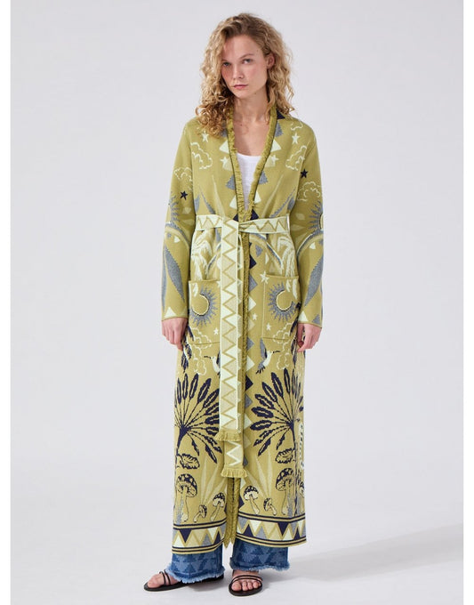 Young Ideas/Henmores - Written In The Stars Dex Jacquard Duster - Green - S