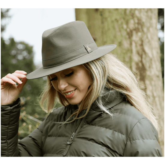 Young Ideas/Henmores - Darsham Wax Fedora - Olive Green - S