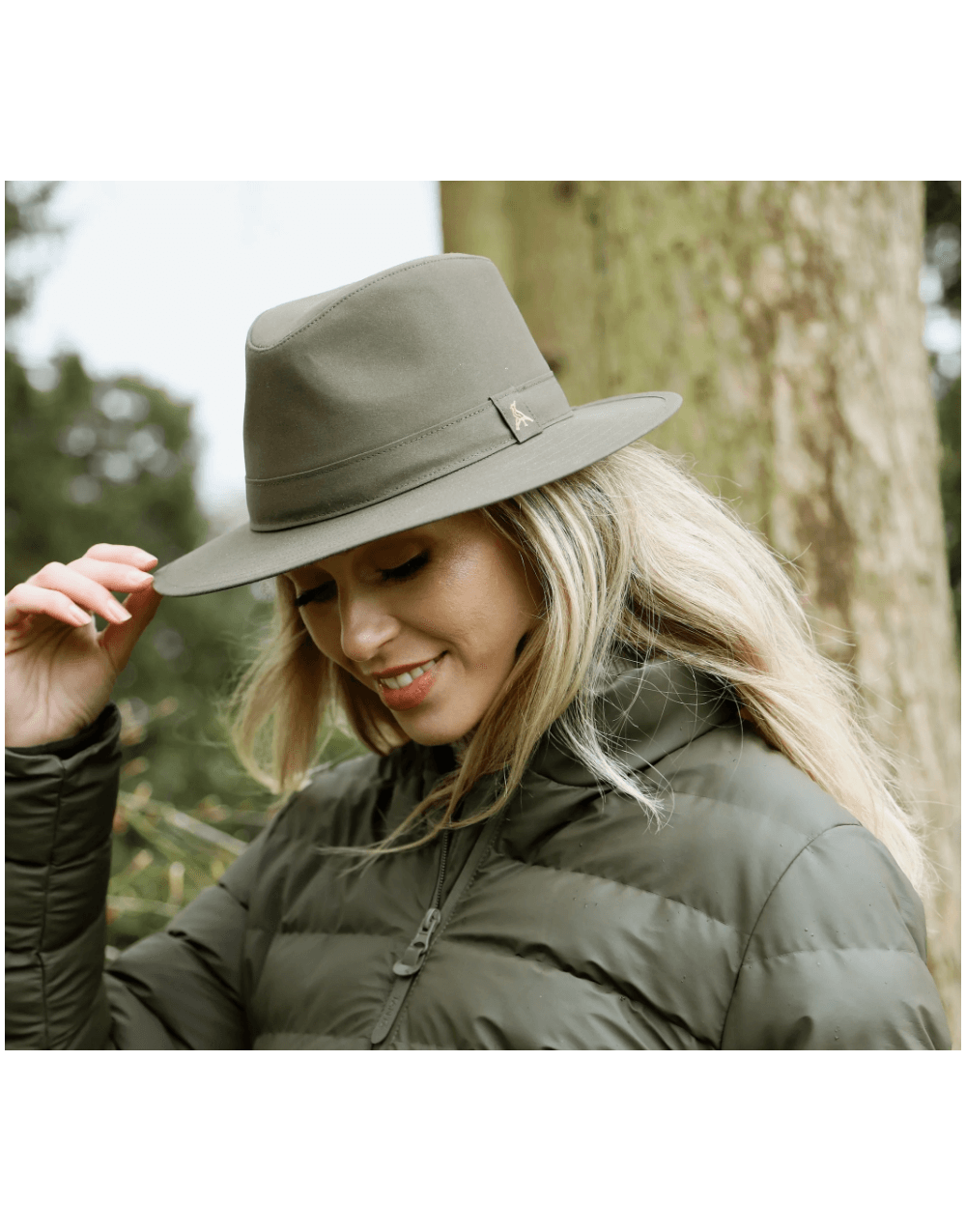 Young Ideas/Henmores - Darsham Wax Fedora - Olive Green - S