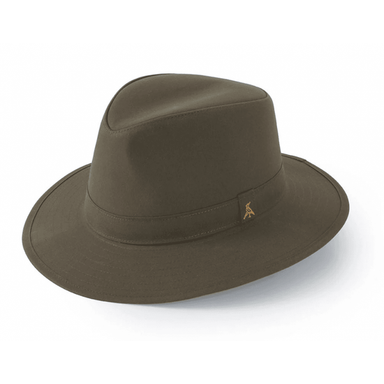 Young Ideas/Henmores - Darsham Wax Fedora - Olive Green - S