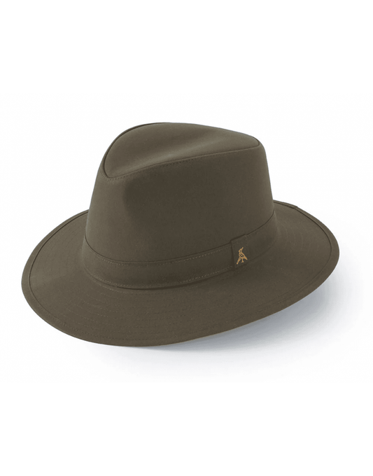 Young Ideas/Henmores - Darsham Wax Fedora - Olive Green - S
