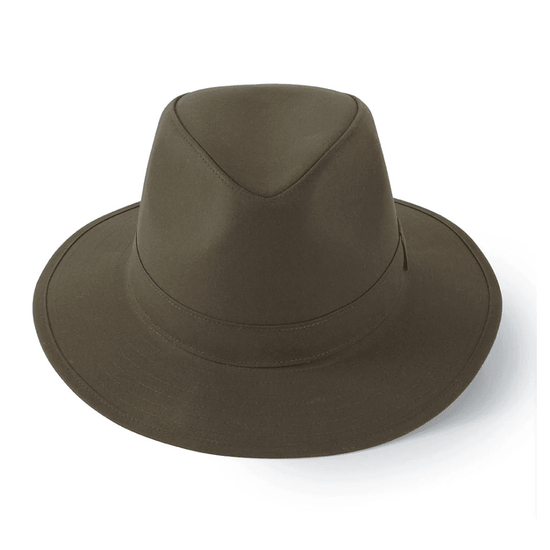 Young Ideas/Henmores - Darsham Wax Fedora - Olive Green - S