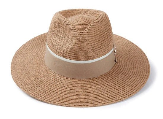 Young Ideas & Henmores - Hemley Two - Tone Ribbon Hat - Natural/Fawn - S