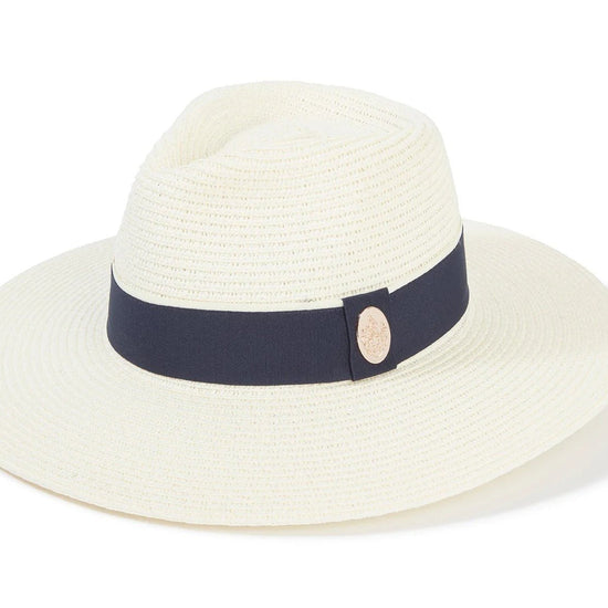 Young Ideas & Henmores - Hemley Two - Tone Ribbon Hat - Cream/Navy - S