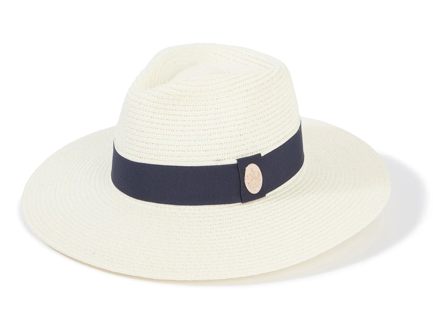 Young Ideas & Henmores - Hemley Two - Tone Ribbon Hat - Cream/Navy - S