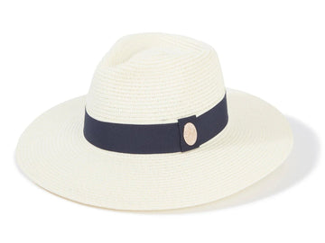 Young Ideas & Henmores - Hemley Two - Tone Ribbon Hat - Cream/Navy - S