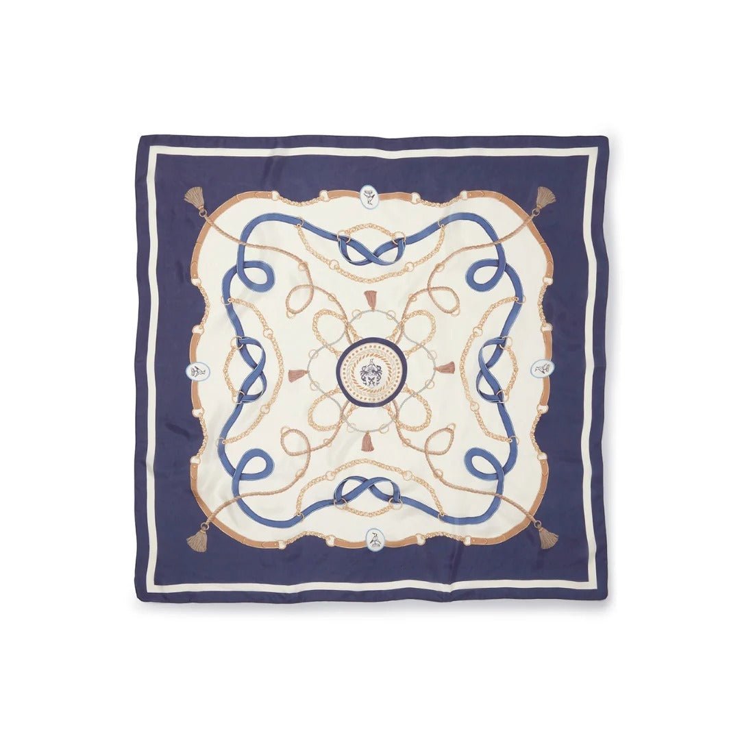 Young Ideas & Henmores -Melford Silk Scarf -Navy -OS
