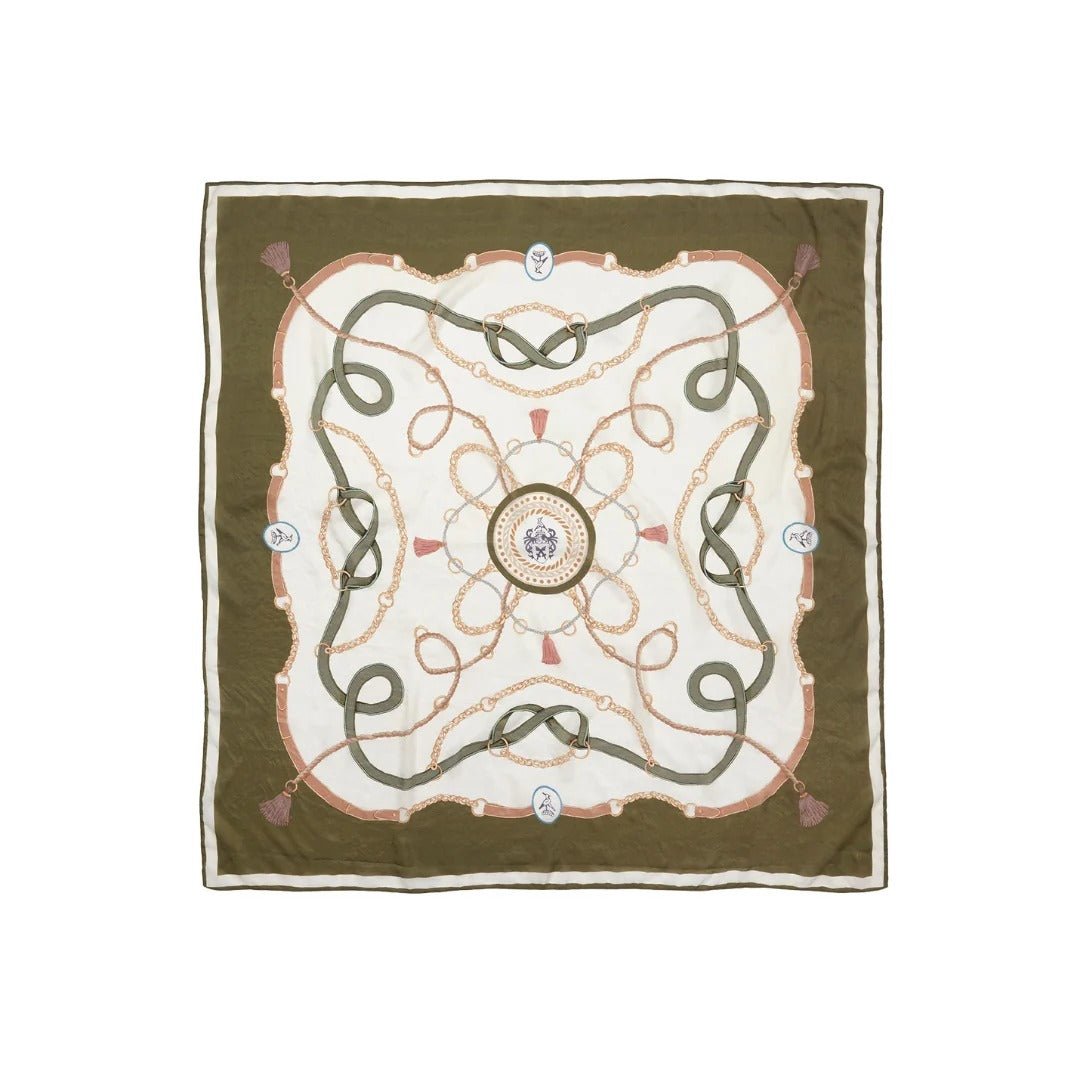 Young Ideas & Henmores -Melford Silk Scarf -Green -OS