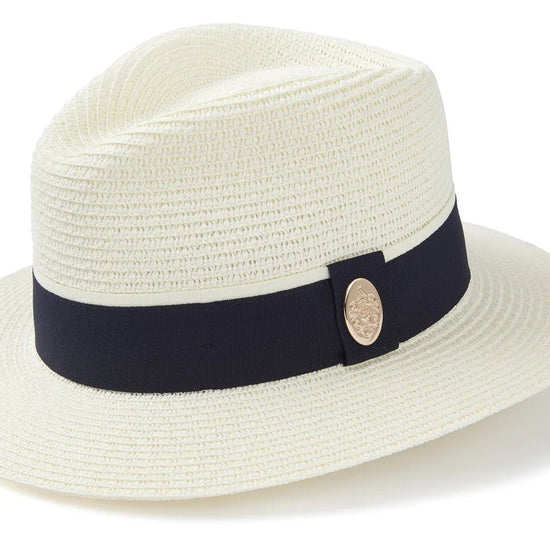 Young Ideas & Henmores - Orford Two - Tone Ribbon Hat - Cream/Navy - S