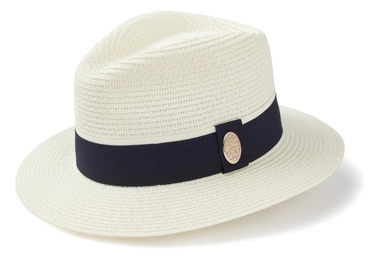 Young Ideas & Henmores - Orford Two - Tone Ribbon Hat - Cream/Navy - S