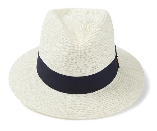 Young Ideas & Henmores - Orford Two - Tone Ribbon Hat - Cream/Navy - S